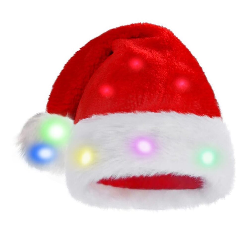 2811 Adult Light up Santa Hat 3 Flashing Modes LED Christmas Hat Funny Xmas